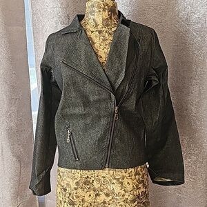 NWT Vintage Girls Black Denim Christian Lacroix Bazar Fall Blazer Jacket